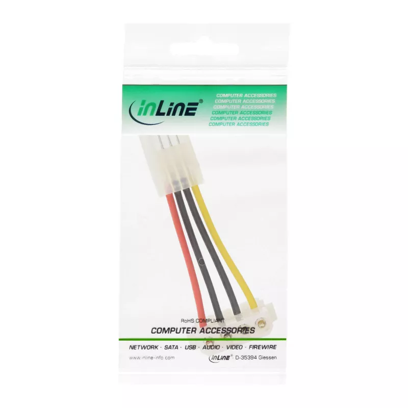 InLine strāvas adapteris iekšējais disketes ligzda / Molex 4 kontaktu spraudnis 0,06 m