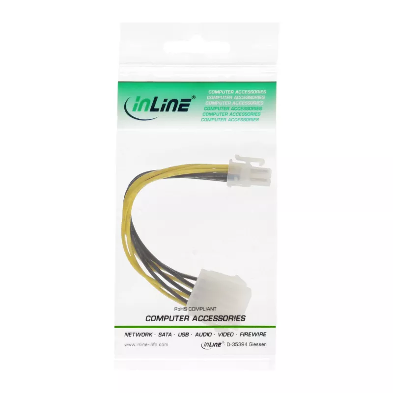 InLine mātesplates barošanas adapteris ATX 2.0/EPS 8pin / 12V ATX1.3 4pin 0,15m