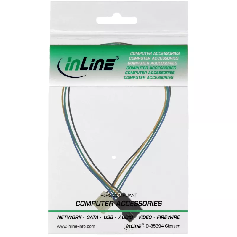 InLine ventilatora kabeļa pagarinājums 4 kontaktu Molex tēviņš/mātīte 0,70 m