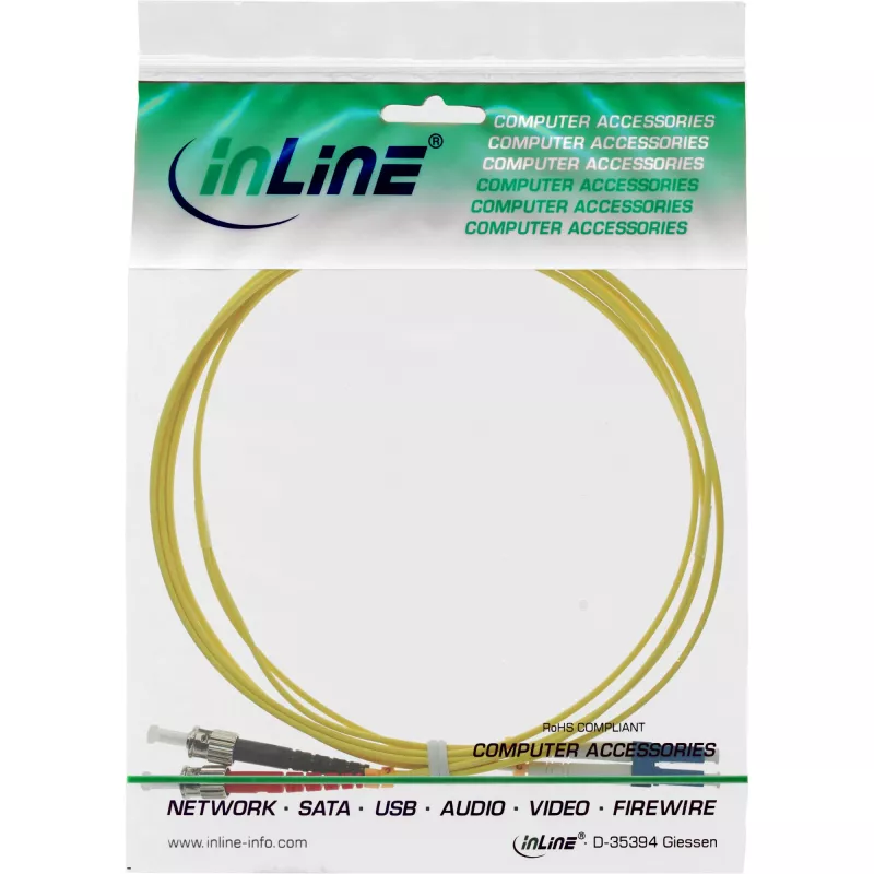 InLine optiskās šķiedras dupleksais kabelis LC/ST 9/125µm OS2 2m