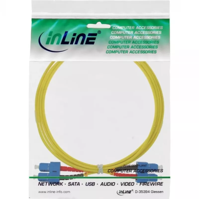 InLine optiskās šķiedras dupleksais kabelis SC/SC 9/125µm OS2 2m, 2 m, OS2, SC, SC