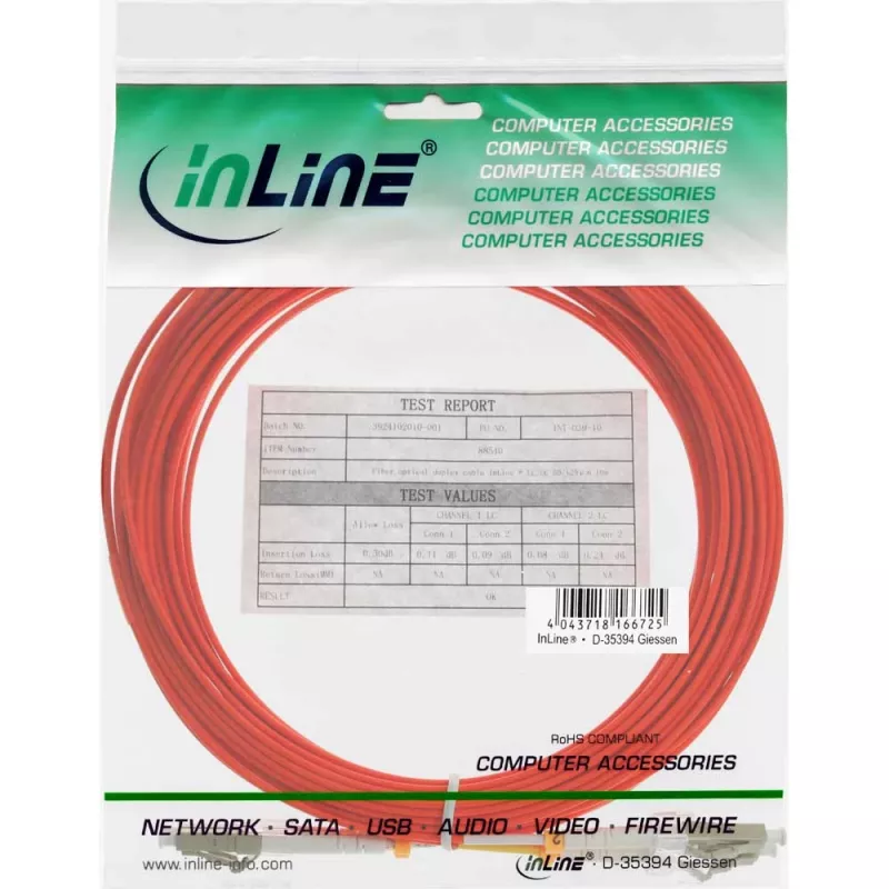 Fiber Optical Duplex kabelis LC/LC InLine 88522B 50/125µm OM2 7m