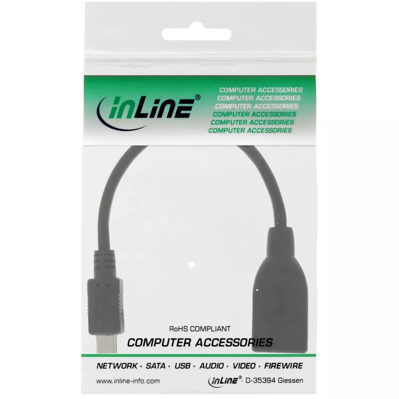 InLine Micro USB OTG adaptera kabelis, Micro-B vīr. uz USB A siev., 0,1 m