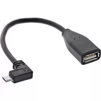 InLine Micro USB OTG adaptera kabelis Micro-B vīriešu leņķveida uz USB A sieviešu 0,1 m