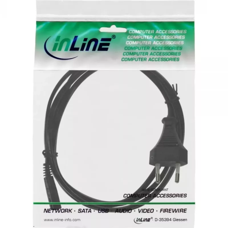 InLine strāvas kabelis, Euro vīrišķais / Euro8 vīrišķais, melns, 1m