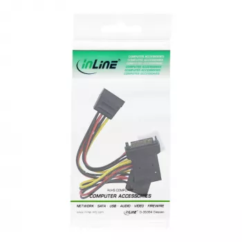 InLine SATA strāvas adaptera kabelis, vīrišķais pret sievišķo, uz 2x SATA + 4 kontaktu Molex strāva