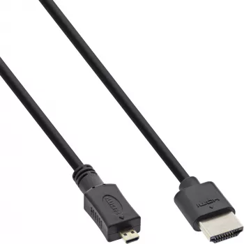 InLine ātrgaitas HDMI kabelis ar Ethernet, AM/DM, īpaši plāns, melns/zelts, 1 m
