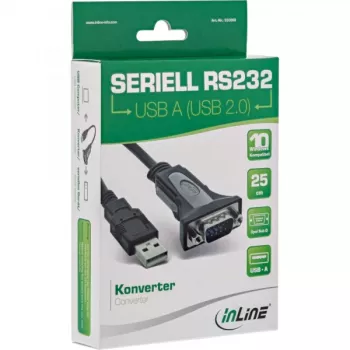 USB 2.0 uz seriālo adaptera kabelis InLine 33306I 0,25m melns