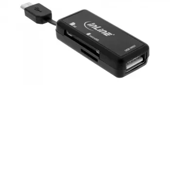 InLine OTG karšu lasītājs Dual Flex SD, micro SD ar USB pieslēgvietu un 2 karšu slotiem