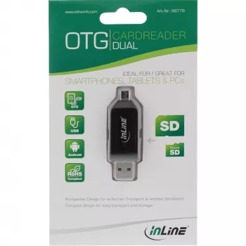 InLine OTG Dual Card Reader SD un microSD kartēm 66779