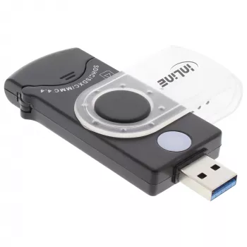 InLine USB 3.0 mobilais karšu lasītājs ar 2 slotiem SD, SDHC, SDXC un microSD kartēm