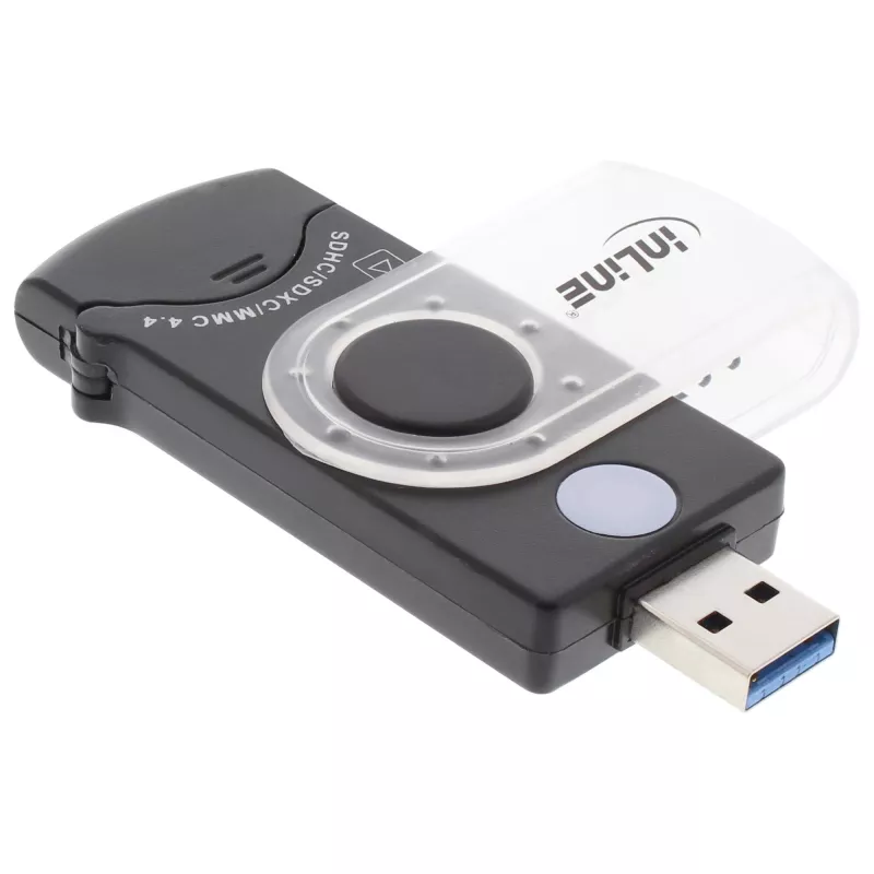 InLine USB 3.0 mobilais karšu lasītājs ar 2 slotiem SD, SDHC, SDXC un microSD kartēm