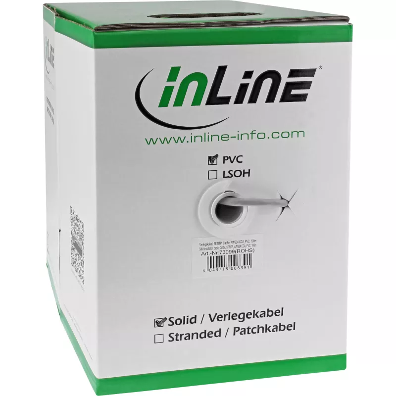 InLine Solid Installation kabelis SF/UTP Cat.5e AWG24 CCA PVC 100m