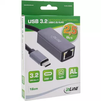InLine USB 3.2 uz 2.5G Ethernet tīkla adaptera kabelis, USB-C uz RJ45