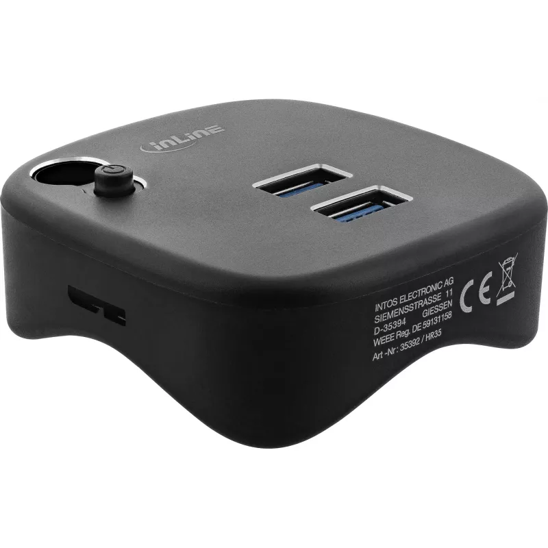 InLine USB 3.0 multiadapters, 2xUSB-A, RJ45, SD/MicroSD karšu lasītājs, melns