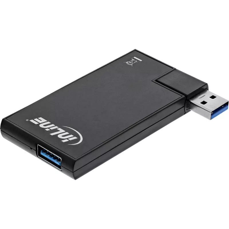 InLine USB 3.0 Rotējams centrmezgls, 4 porti, melns