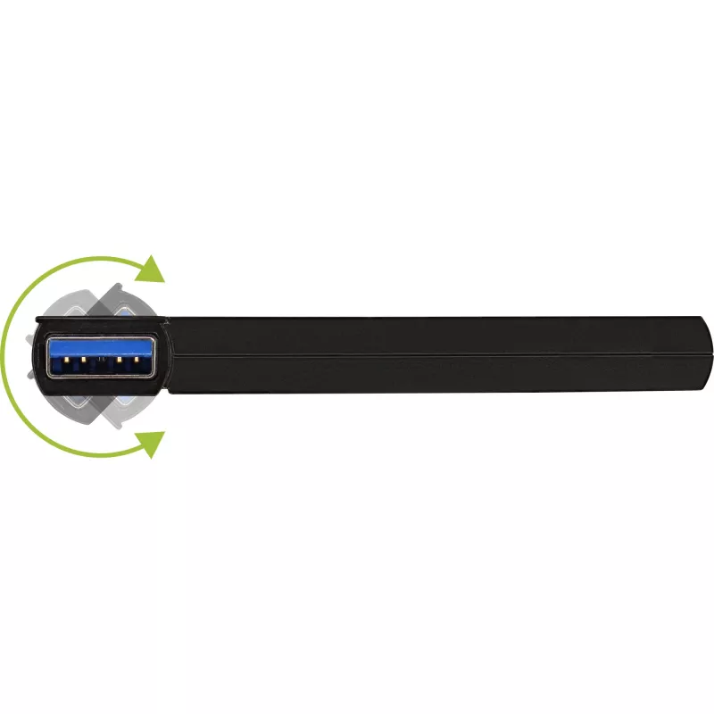 InLine USB 3.0 Rotējams centrmezgls, 4 porti, melns