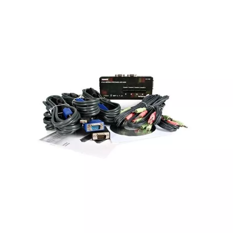 StarTech.com 4 portu melns USB KVM slēdža komplekts ar kabeļiem un audio