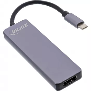 InLine Multi-hub USB 3.2 Gen.1, 2x USB-A, HDMI 4K/30Hz, karšu lasītājs, alumīnija, pelēks