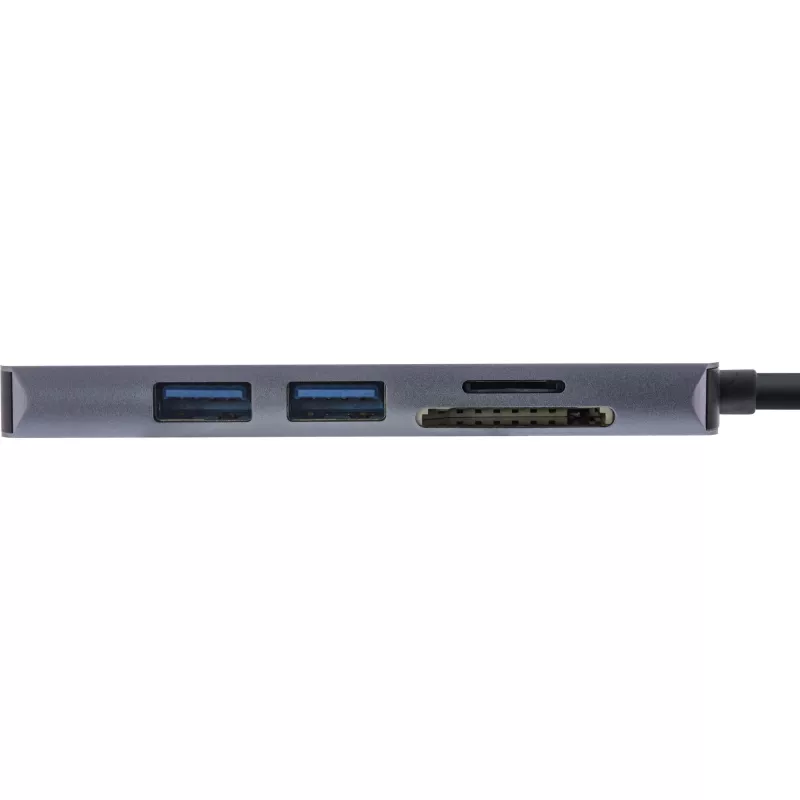InLine Multi-hub USB 3.2 Gen.1, 2x USB-A, HDMI 4K/30Hz, karšu lasītājs, alumīnija, pelēks