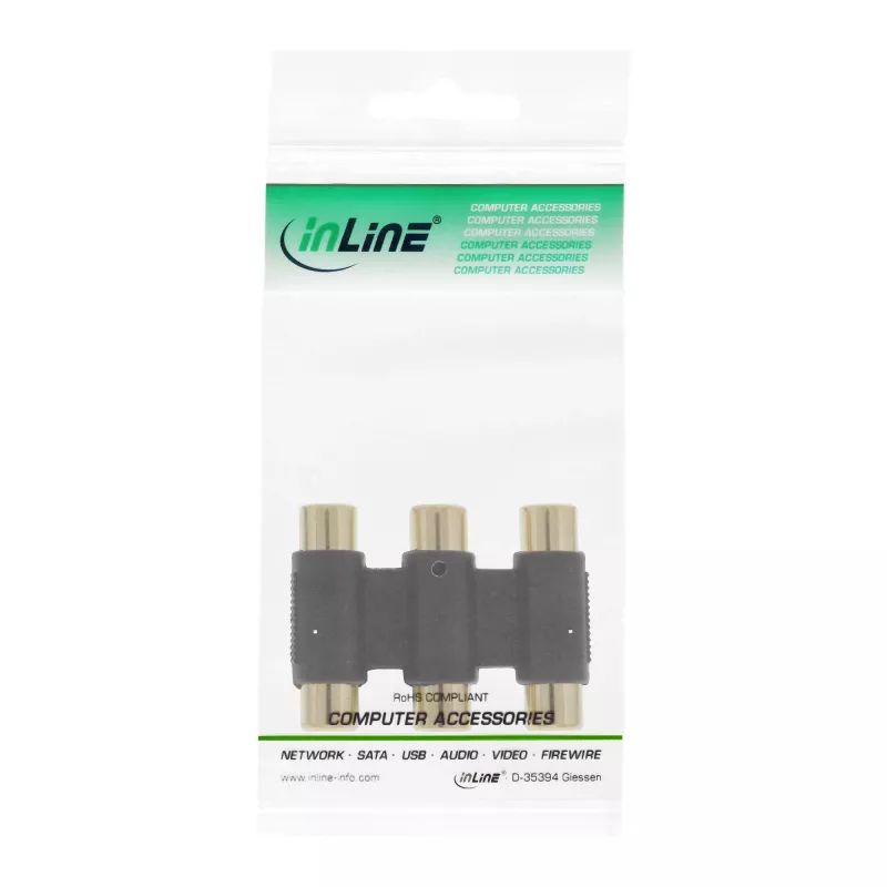InLine Audio Adapteris 3x RCA ligzda / ligzda, ar zelta pārklājumu 99319
