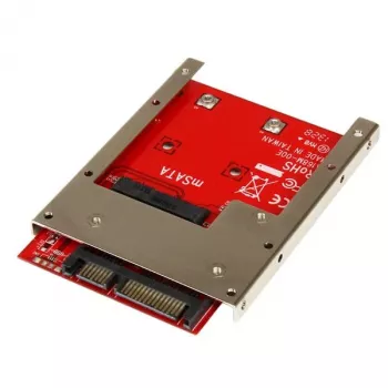 StarTech.com mSATA SSD uz 2,5 collu SATA adaptera pārveidotājs, SATA, mSATA, melna, sarkana, sudraba, CE, FCC, 6 Gbit/s, -40 - 85 °C