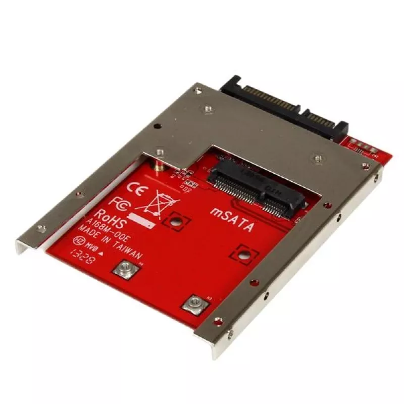 StarTech.com mSATA SSD uz 2,5 collu SATA adaptera pārveidotājs, SATA, mSATA, melna, sarkana, sudraba, CE, FCC, 6 Gbit/s, -40 - 85 °C