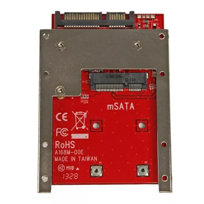 StarTech.com mSATA SSD uz 2,5 collu SATA adaptera pārveidotājs, SATA, mSATA, melna, sarkana, sudraba, CE, FCC, 6 Gbit/s, -40 - 85 °C