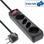 InLine kontaktligzdu bloks, 4-virzienu, 2x CEE7/3 + 2x Euro CEE 7/16, melns, 5m