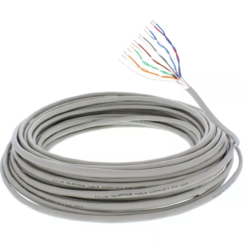 InLine telefona kabelis, 12 vadu, masīva instalācija, 6x2x0,6mm, ekranēts, 25m