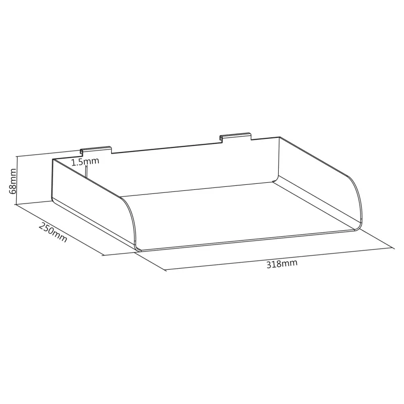Modular shelf InLine Slatwall Shelf large balta Steel 318mm 250mm 68mm