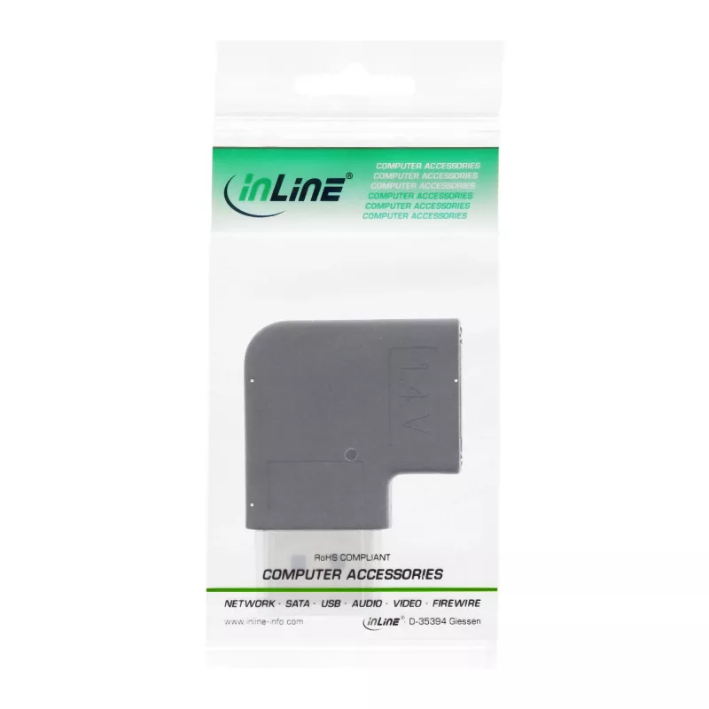 InLine DisplayPort Adaptor DisplayPort male female left leņķveida 17199L