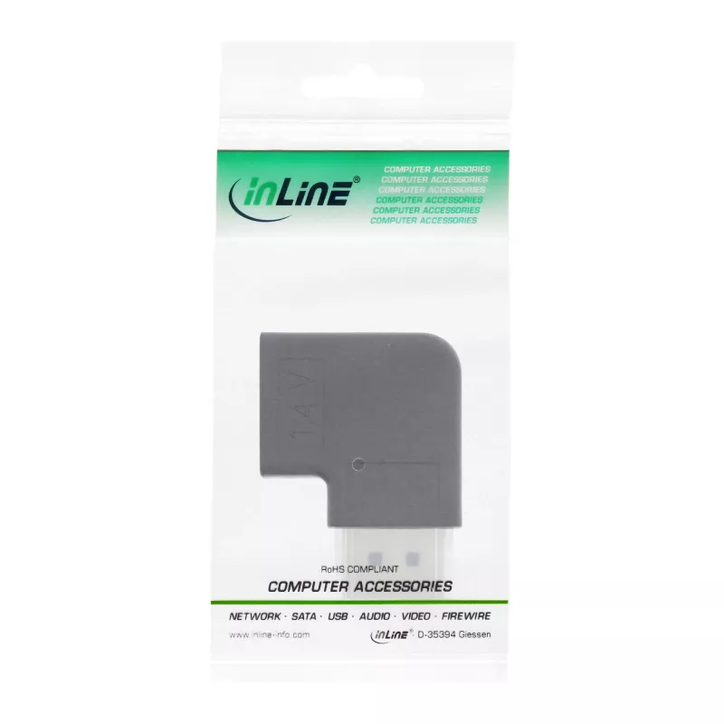 InLine DisplayPort adapteris, DisplayPort vīrišķais / sievišķais, leņķveida