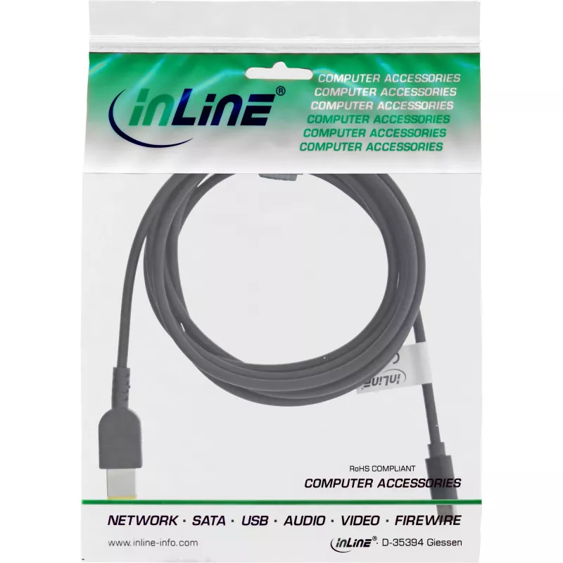 InLine USB-C uz Lenovo klēpjdatoru (taisnstūra) lādēšanas kabelis, 2m