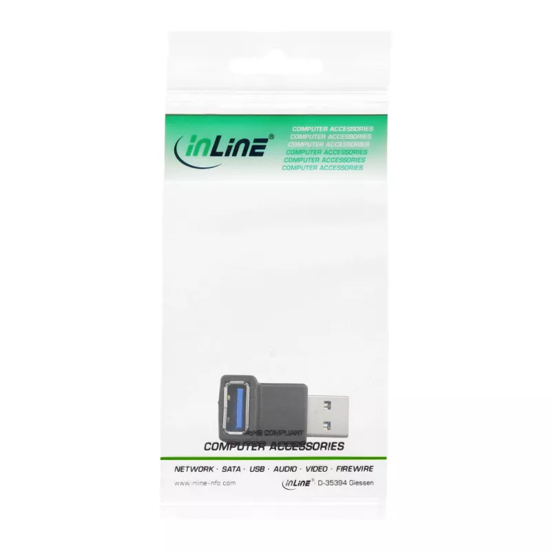USB 3.0 adapteris Type A spraudnis / A ligzda leņķveida 90° InLine 35300R