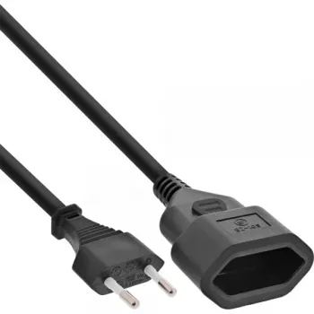 InLine Euro Type C kontaktdakšas strāvas pagarinātājs vīrišķais/sieviešu, melns, 3m