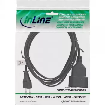 InLine Euro Type C kontaktdakšas strāvas pagarinātājs vīrišķais/sieviešu, melns, 3m