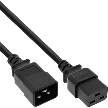 InLine strāvas kabelis C19 / C20 3 kontaktu IEC vīrišķais / sievišķais melns 10 m