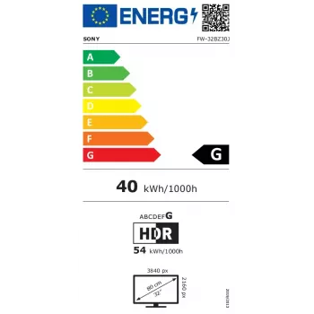 Sony FW-32BZ30J1 Signage Display Digital signage plakans panel 81.3 cm (32 inch) LCD Wi-Fi 300 cd/m² 4K Ultra HD Melns Built-in processor