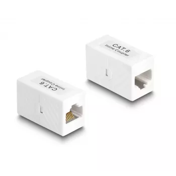 Tīkla kabelis DeLOCK Adapteris RJ45 ligzda uz RJ45 ligzdu Cat.6 UTP 1m Balts