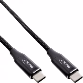 InLine Magnetic USB-C kabelis, USB-C vīr./vīr., 100 W, melns, 1,5 m