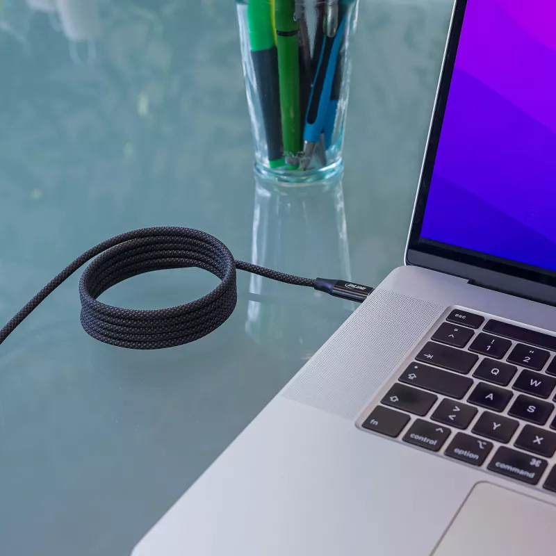 InLine Magnetic USB-C kabelis, USB-C vīr./vīr., 100 W, melns, 1,5 m