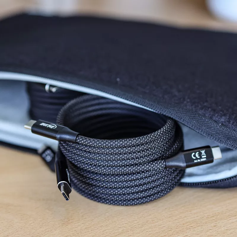 InLine Magnetic USB-C kabelis, USB-C vīr./vīr., 100 W, melns, 1,5 m