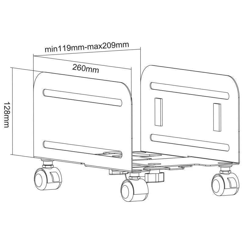 InLine PC-Trolley, Ritošs balsts datoru korpusiem, maks. 10 kg, melns