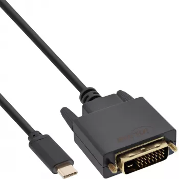 InLine USB displeja kabelis, USB-C vīrieša / DVI vīrieša (DP Alt Mode), melns, 2m