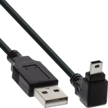 InLine USB A vīrišķā tipa / Mini-USB vīrišķais 5 kontaktu uz leju vērsts 90° melns 2m