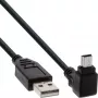 USB Type A vīr. / Mini 5kontaktu vīr. leņķis uz augšu 90° melns 3m InLine 31430