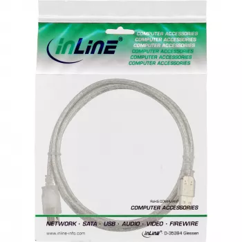 USB 2.0 pagarinātāja kabelis, A tips, vīr./sievišķā, InLine 34603, 3 m, caurspīdīgs