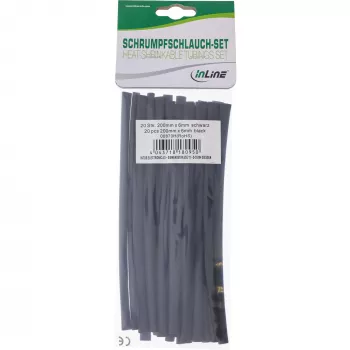 Termosarūkošās caurules InLine 200 mm garums, 6 mm līdz 3 mm diametrs, 20 gab., melna