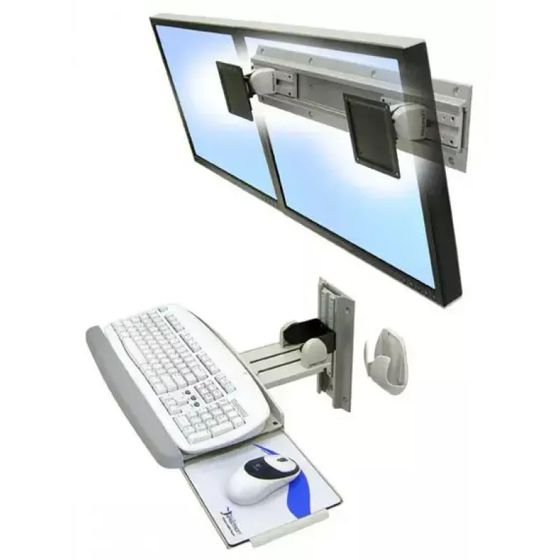 Sienas statīvs Ergotron Neo-Flex diviem monitoriem 61 cm (24 collas) sudraba krāsā